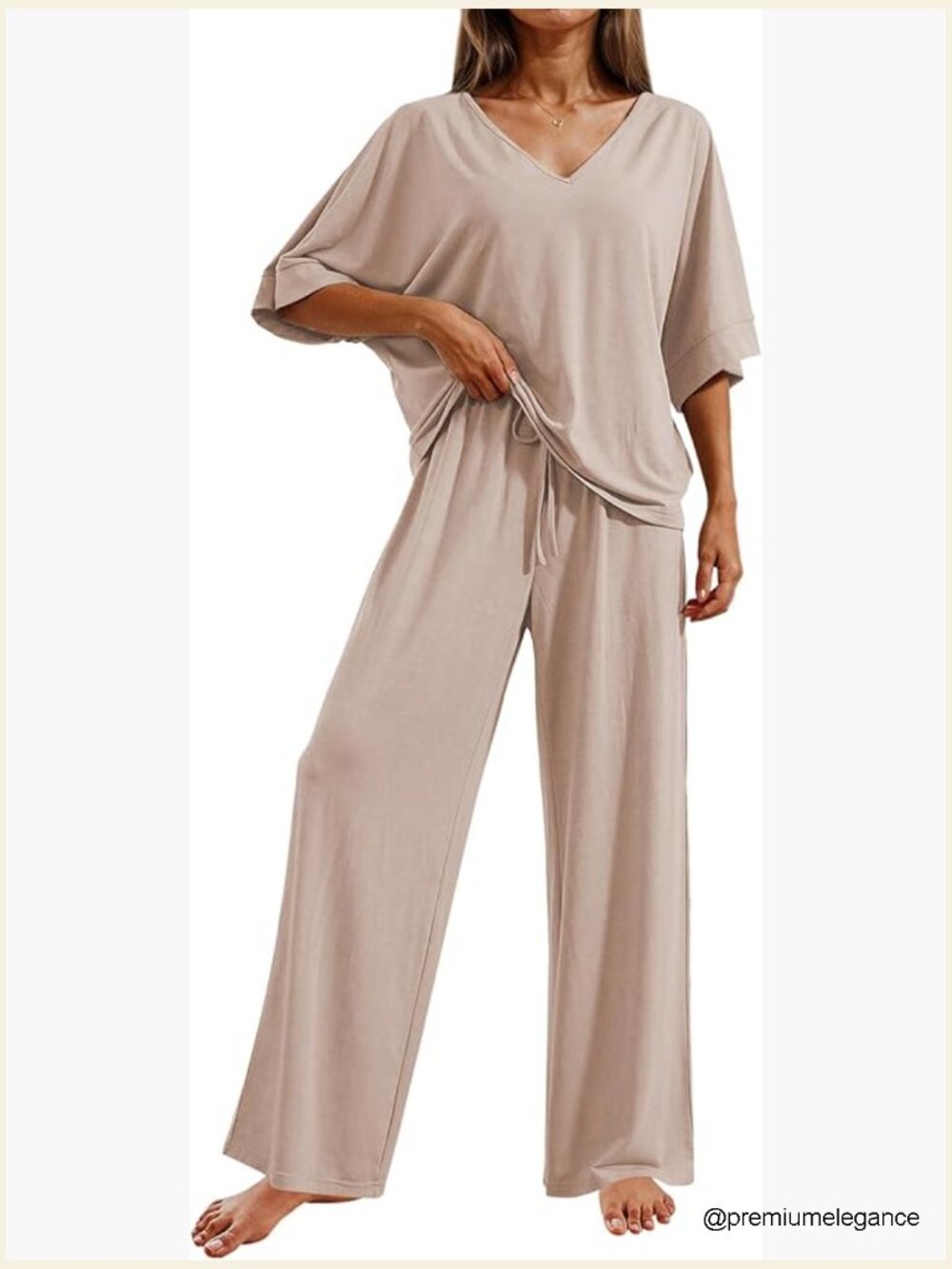 2 Piece Pajama Set Short Sleeve Top & Long Pants Lounge Set S-XXL - Picture 1 of 7